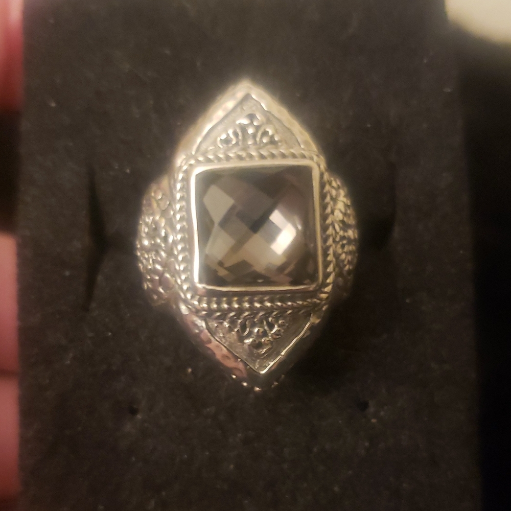 Sarda Black Knight Quartz mystic 925 silve.Statement Ring - Women Jewelry